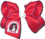 Medium Red with Navy Moonstitch with White Knot and Bullion Primary Logo Bow